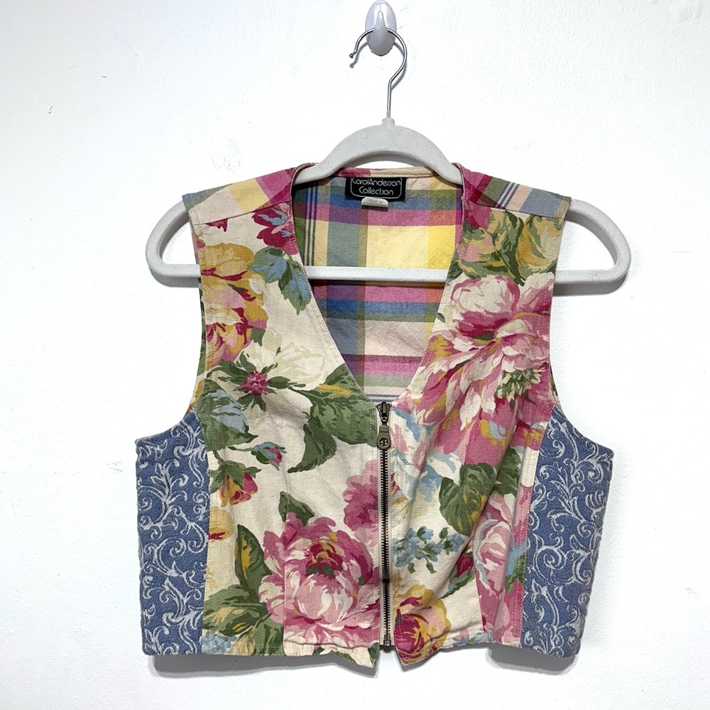 Carole Anderson Collection Vintage Floral 100% Cotton Vest S/Medium